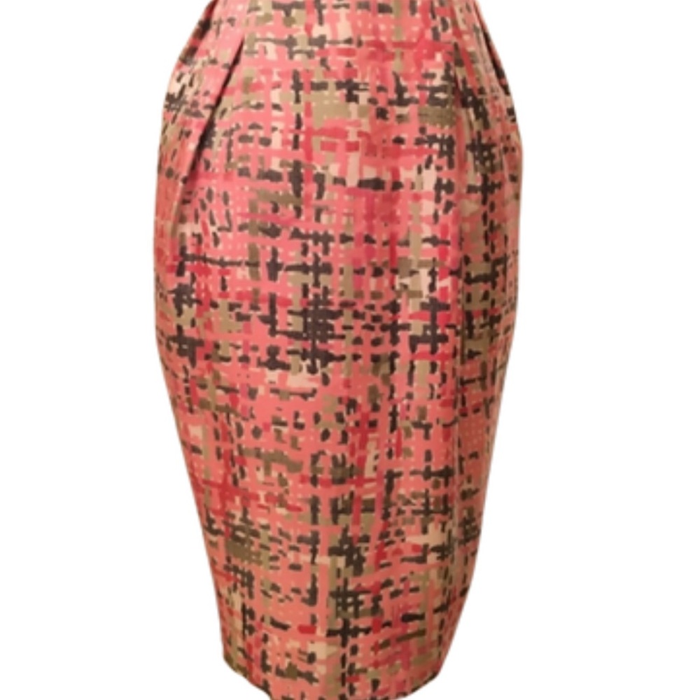 NWT Yves Saint Laurent Pink Plaid Silk Skirt